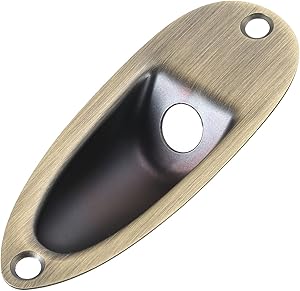 安ギター向き】ST用 舟形ジャックプレート ブロンズカラー仕様は