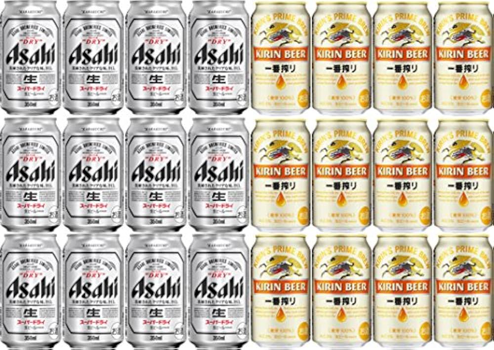Amazon.co.jp: アサヒスーパードライ350ml 12本 + キリン一番搾り350ml