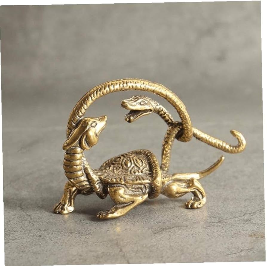 Amazon.co.jp: 真鍮製 中国四神獣の置物 緑龍 白虎 朱雀 黒亀 茶席飾り