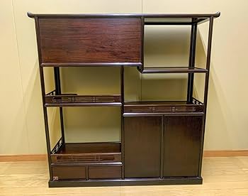 清朝木彫 】 巻物を見せる唐人 鑑賞ケース付き 清朝木彫 】 巻物を