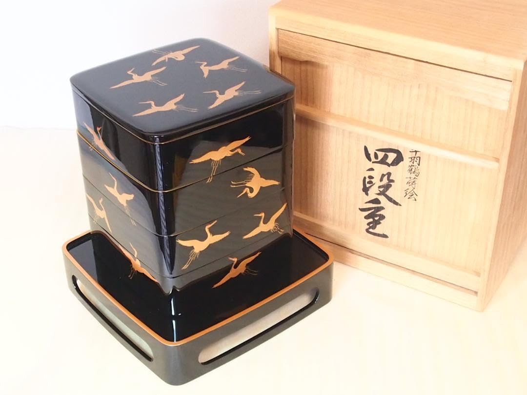 限定 価値あり✨漆塗り重箱 鶴模様 河和田漆器 【公式通販】