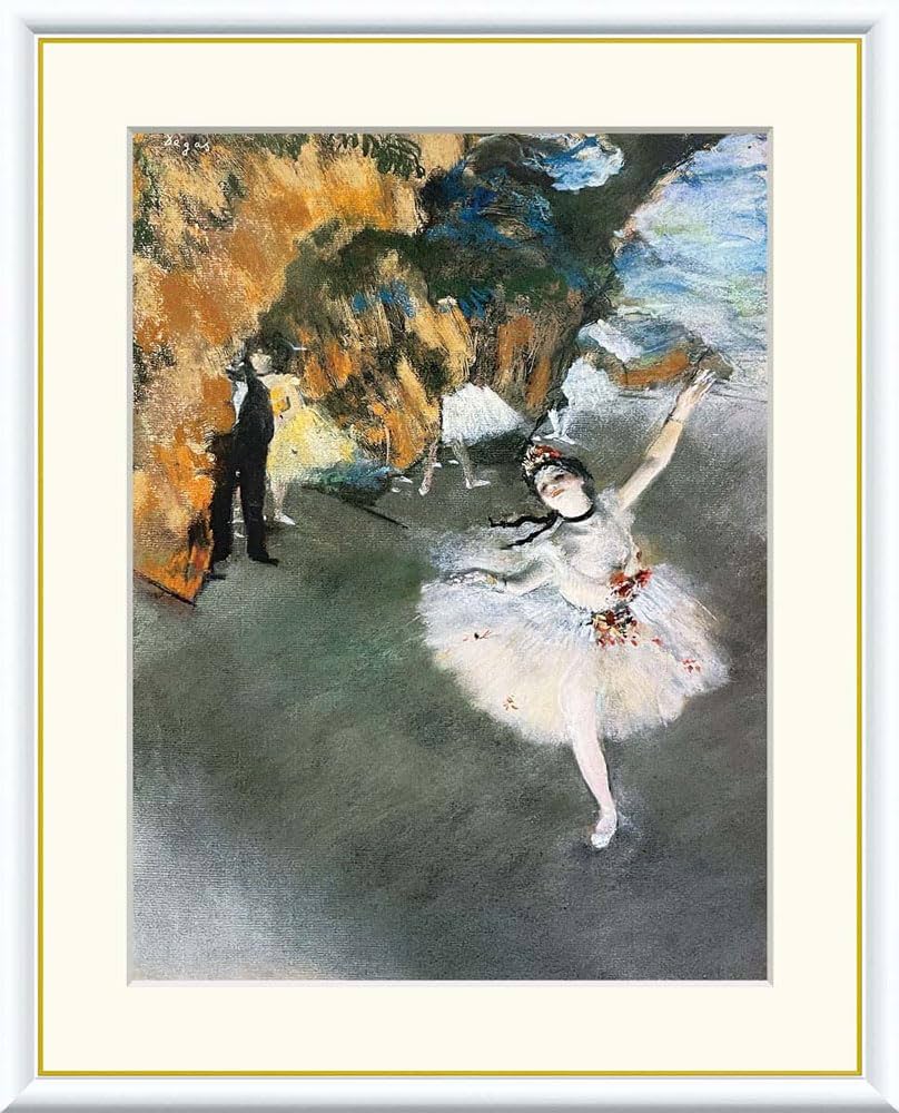 ドガ エトワール 舞台の踊り子 水晶絵 名画 絵画 額縁 額絵 壁掛け
