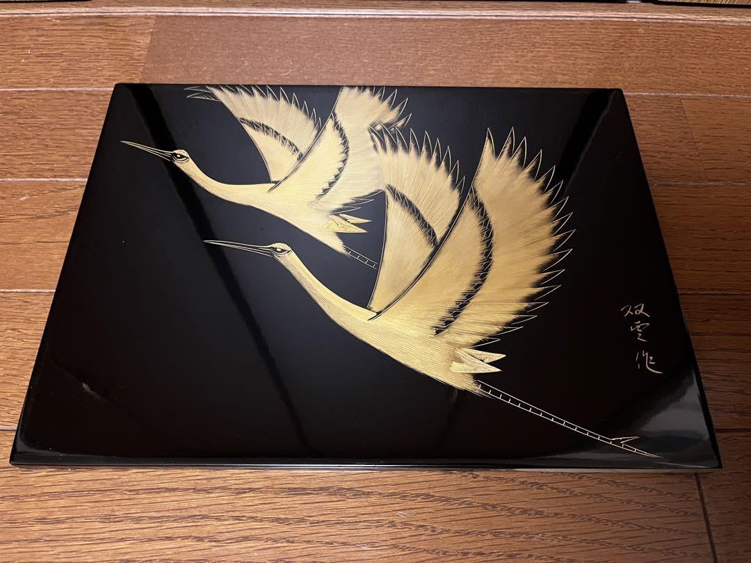 日本画 鶴 絵画 木製フレーム付き 輪島塗 日本画 鶴 絵画 木製フレーム