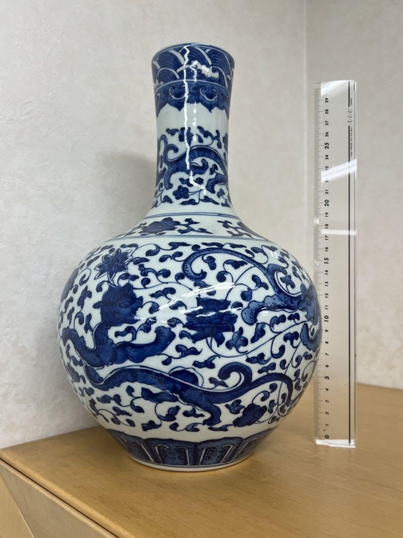 中国 大清康煕年製款 粉青釉 双貫耳瓶 V R8510H 青磁管耳瓶 文化遺産