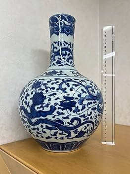 花瓶□古い赤絵龍文口広瓶 花器 花生け 置物 古玩 唐物 中国 時代物