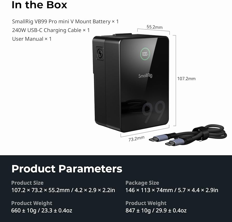 Amazon.com: SMALLRIG V Mount Battery, 99Wh / 6800mAh V Mount