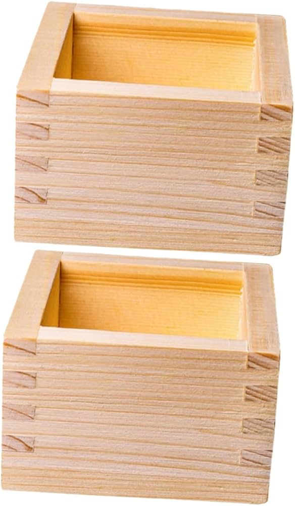 Amazon.co.jp: Zerodeko 2個入り 箱 酒木箱 四角い酒器 日本酒