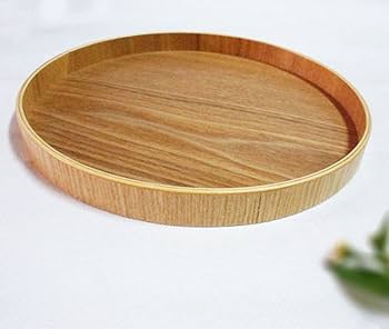 Amazon | EASEASE丸盆 木製 丸トレー 原木色 お盆 漆塗り 直径21-33cm