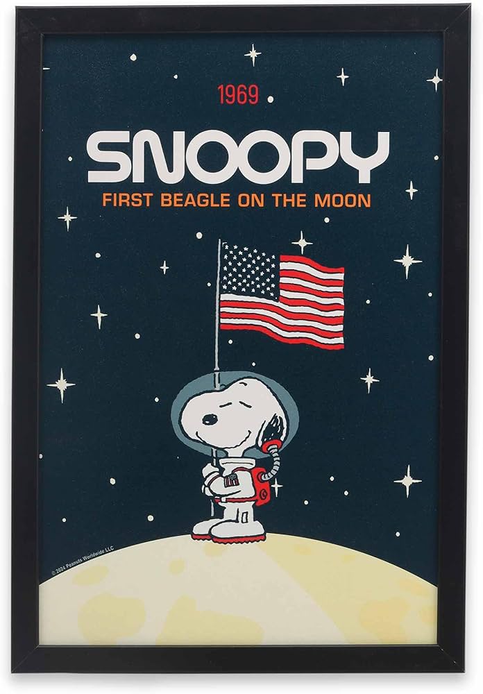 Amazon.com: Peanuts Snoopy First Beagle On the Moon Framed Wood