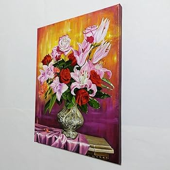 原画 花 額付き 花の絵 静物画 絵画 アクリル画 現代アート 手描き