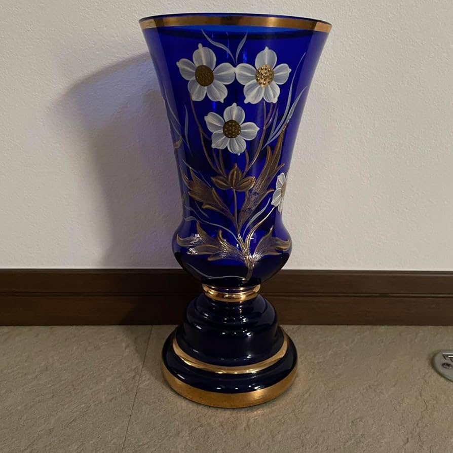 エナメル彩 ボヘミアガラス花瓶21cm29176 エナメル彩 ボヘミアガラス