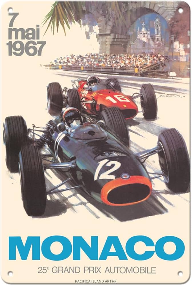 Amazon.com : Car Poster 8x12 Metal Tin Sign | 25th Monaco Grand