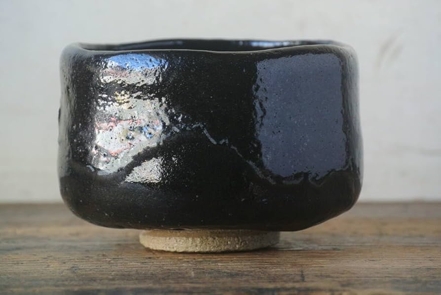 Amazon.co.jp: 楽焼 桂窯 檜垣崇楽 黒茶碗 共布 共箱 茶道具 本物保証