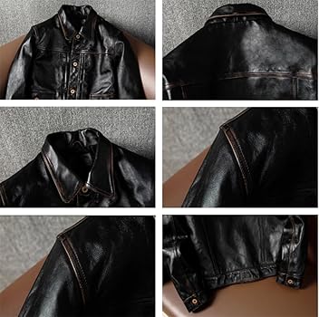 Amazon | [VIIBOY] 馬革レザージャケット 茶芯 ホースハイド 革ジャン