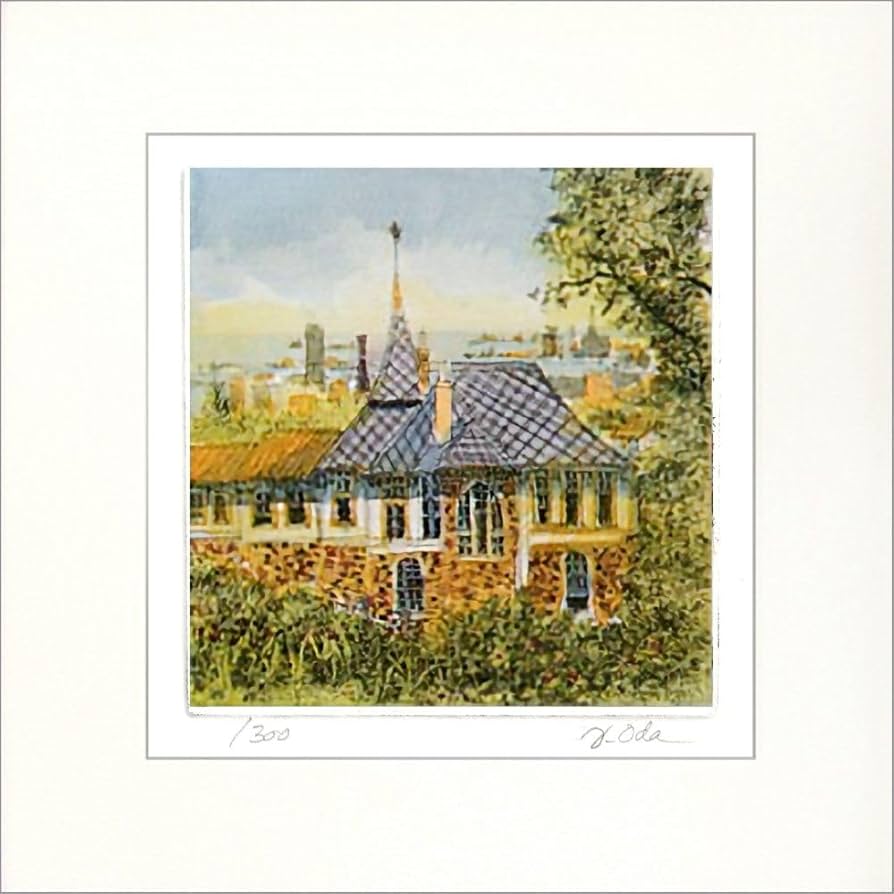 Amazon｜織田義郎 風見鶏VI マット エッチング＋手彩色 版画 銅版画