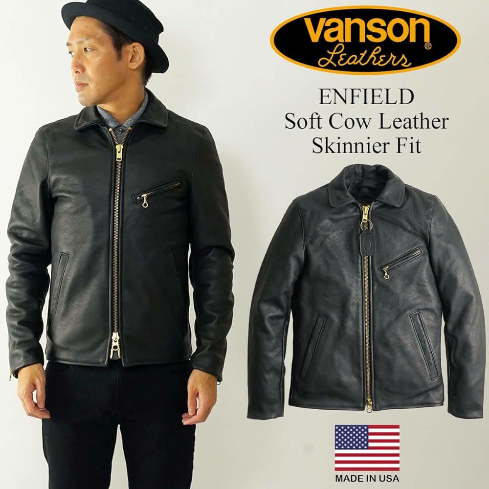 Amazon.co.jp: Vanson Enfield Single Rider with Collar, Soft Cow