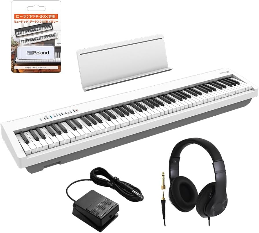 Amazon | Roland FP-30X WH 電子ピアノ 88鍵盤 ヘッドホンセット