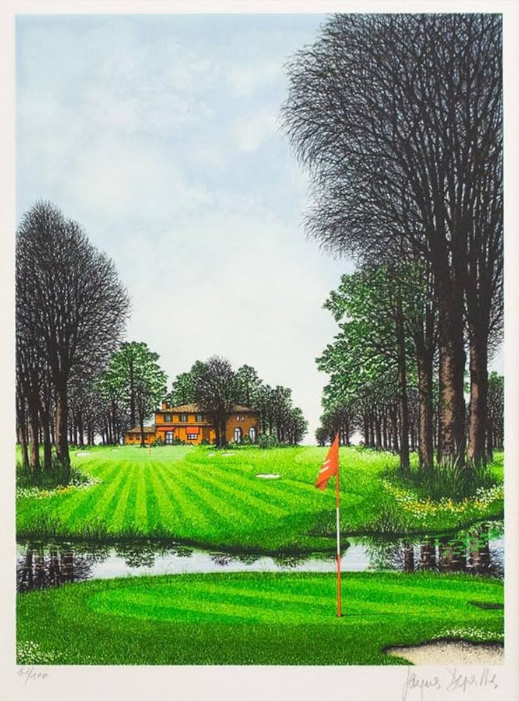 Amazon｜ジャック ・ デペルト 「 ゴルフ場 」 リトグラフ 版画