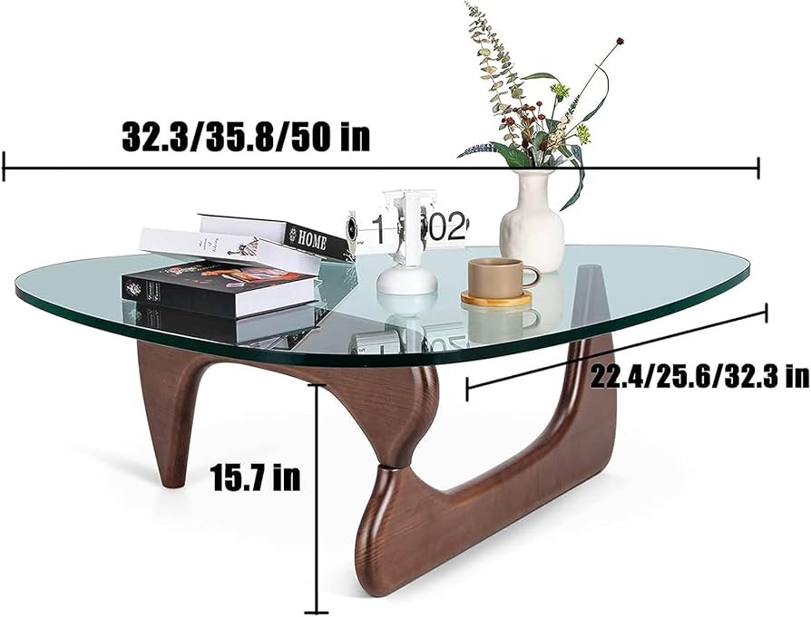 Amazon｜三角ガラスコーヒーテーブル モダンサイドテーブル 無垢材