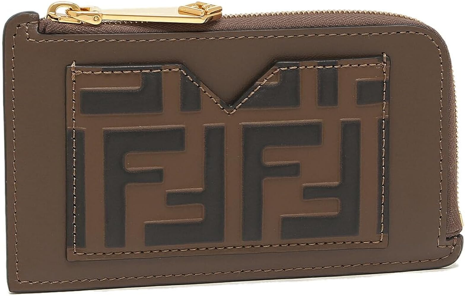 フェンディ FENDI キャンバス レザー がま口 財布 ブラウン 箱付き