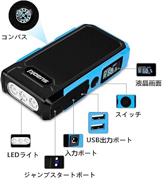 Amazon | suaoki U10 ジャンプスターター 逆接続保護 12V車 ディーゼル