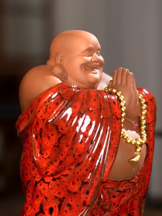 Amazon.co.jp: 七福神 置物 布袋 陶器製 布袋様 風水（高さ25.5cm×巾