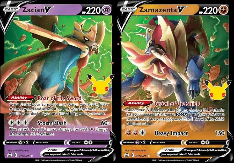 Amazon.com: Zacian V & Zamazenta V - Pokemon Celebration Card Lot