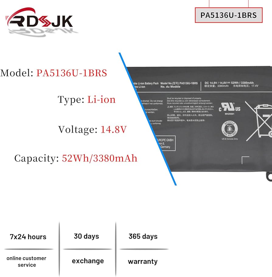 PA5136U-1BRS PA5136U Laptop Battery for Toshiba Portege Z30 Z30-A