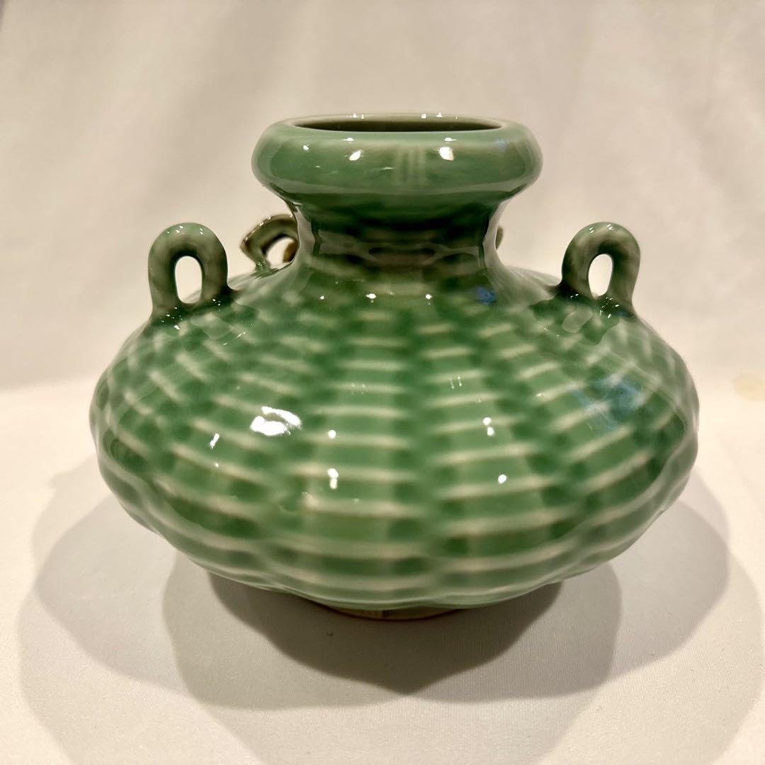 中国美術 明州越窯青磁 蟹 飾り壺 カニ 花瓶 花器 花入 青