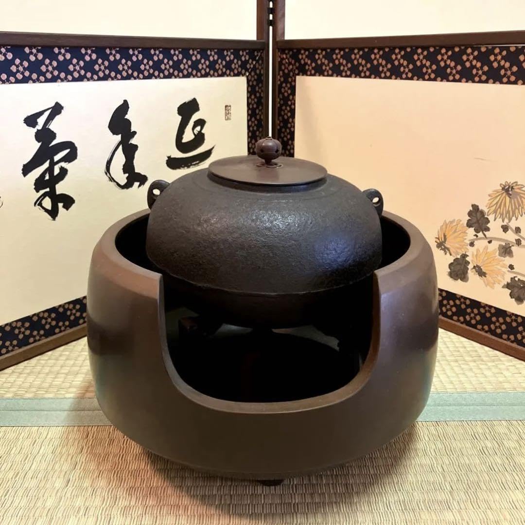 煎茶道具 手取釜 鉄瓶 鉄釜 時代箱付 C R7077B 煎茶道具 手取釜 鉄瓶