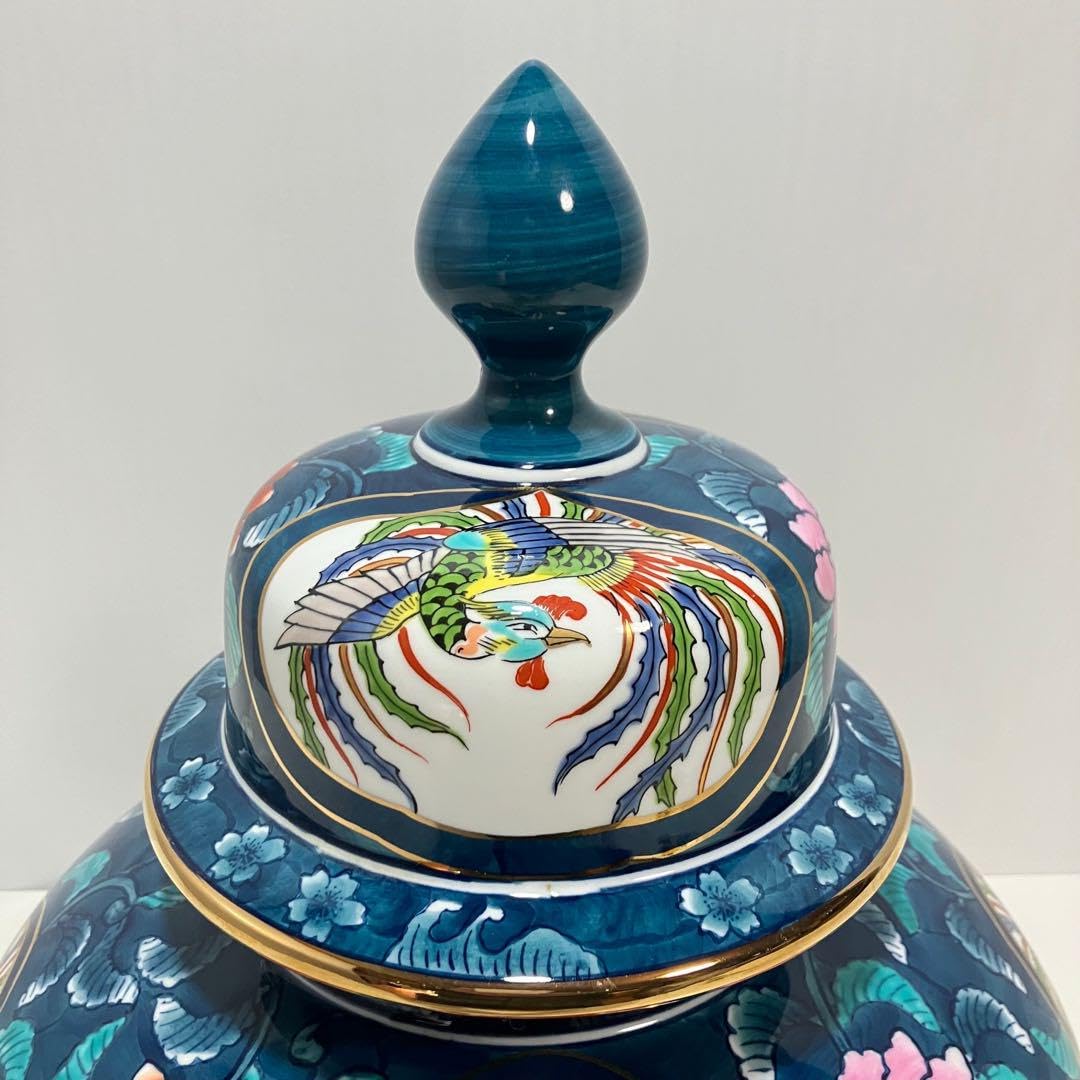 有田焼 金龍窯 博山作 金襴手 染錦 飾り壷 花鳥 高さ115cm 3個口発送