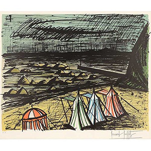 リトグラフ ベルナール・ビュッフェ作 「小さな海岸」 額装 V R7913B