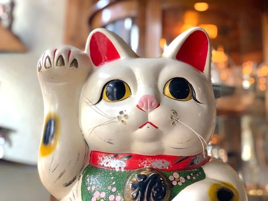 昭和レトロ 骨董品 巨大 招き猫 陶器製 置物 貯金箱 ヴィンテージ 昭和