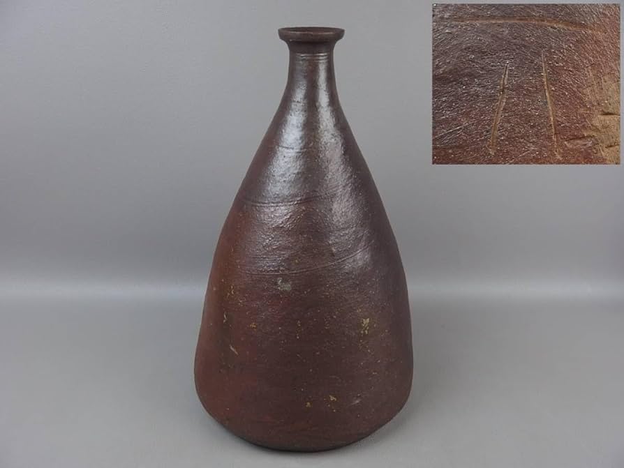 Amazon.co.jp: 【骨董茶道具】古い備前焼古備前窯印有舟徳利高さ約37