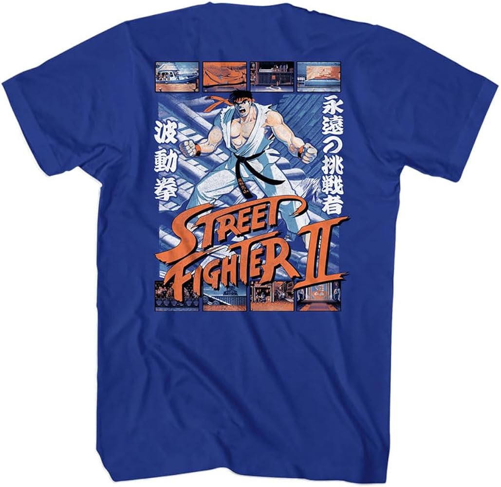 Amazon.com: Street Fighter II Ryu Front & Back Print Adult Blue