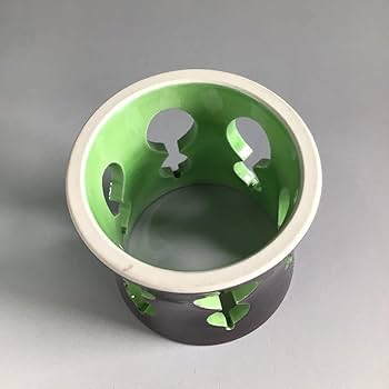 R156 蓋置 『中村翠嵐造』『紫交趾』『六瓢透し』 共箱 茶道具