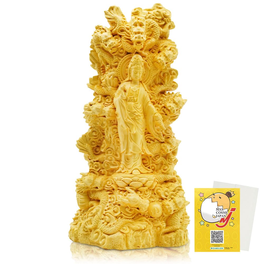 Amazon｜マックスコスメジャパン 九龍観音菩薩 仏像 木彫り 置物 金運