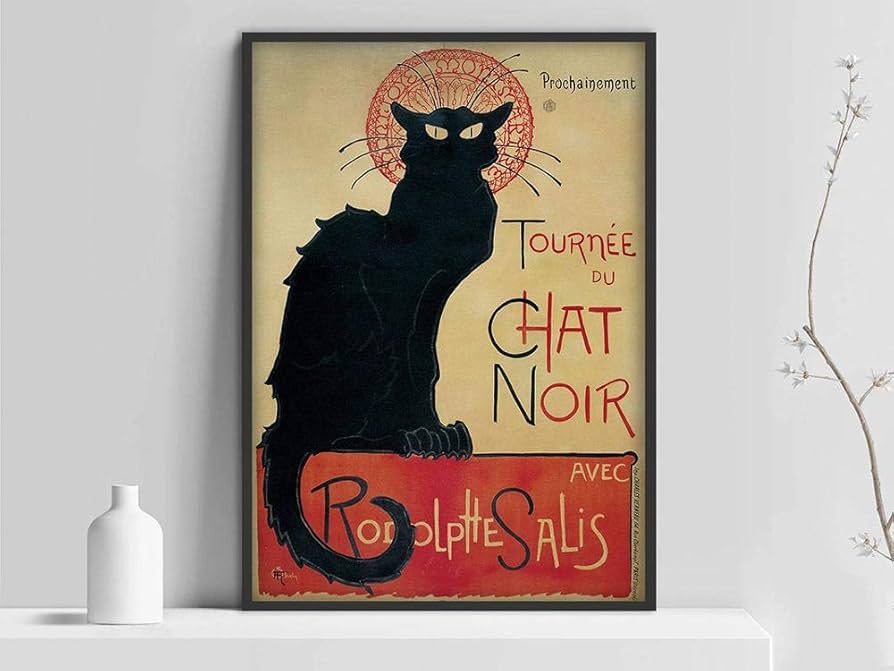 Amazon.co.jp: ル シャ ノワール ポスター、黒猫プリント