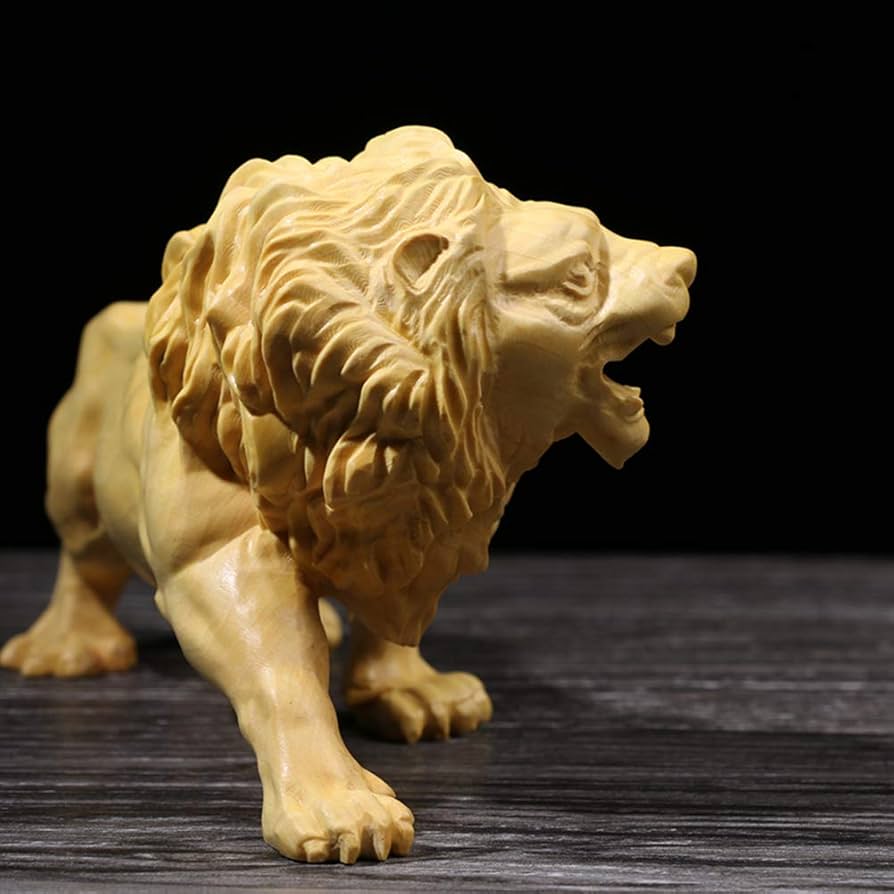 Amazon.co.jp: ライオンの彫刻像、木彫りライオン工芸品ライオンモデル