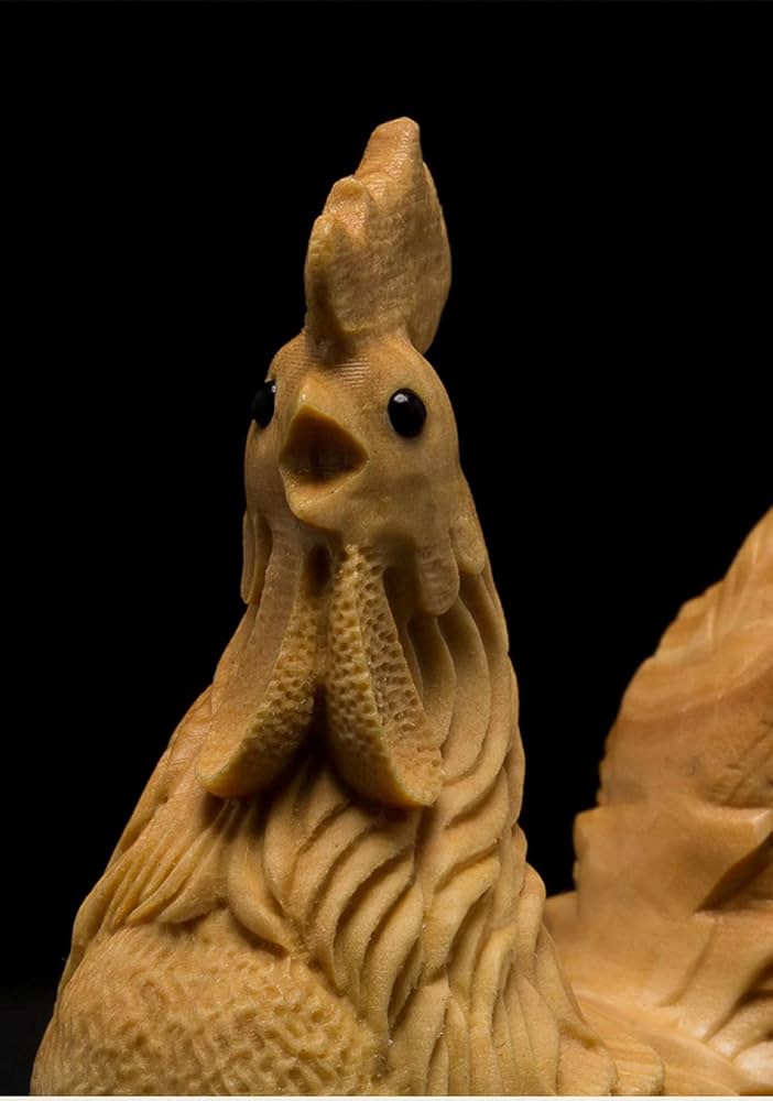 Amazon.co.jp: 庭の彫刻と彫像 鶏動物木彫り風水装飾品家の装飾品