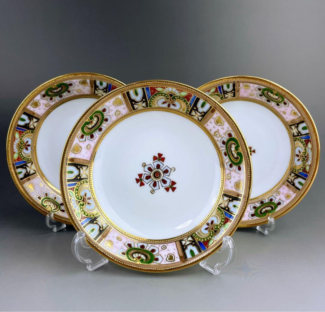 美品】オールドノリタケ 金盛り ティーカップ ソーサー 3小皿セット