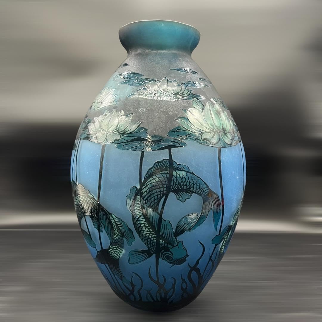 証明書付】エミールガレ 花瓶 高さ21cm 幅9cm カメオ彫り 証明書付