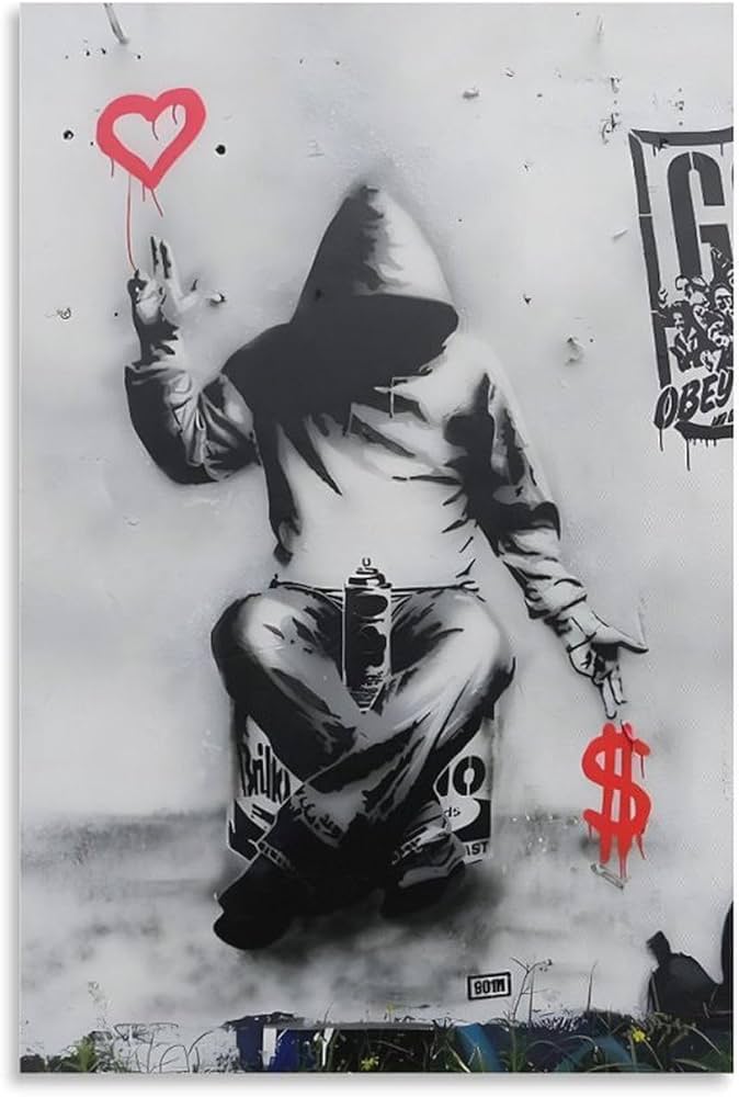 Amazon.co.jp: バンクシー有名な絵 （愛とお金）ポスター アートパネル