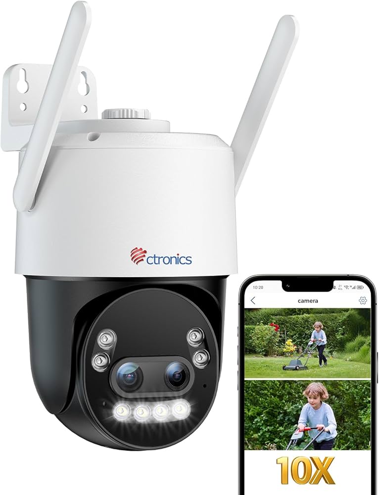 Ctronics 4k 防犯カメラ 屋外 10倍ハイブリッドズーム Ctronics 4k