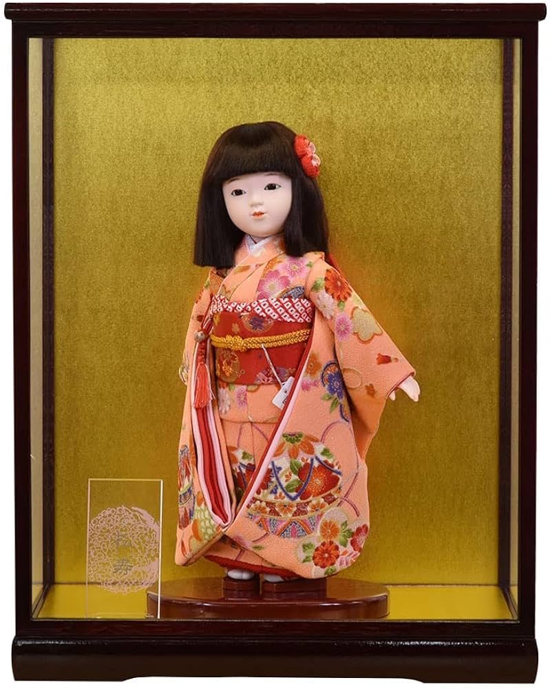 Amazon | 市松人形 ケース飾り コンパクト 抱き人形 松寿 8号 友禅 毬