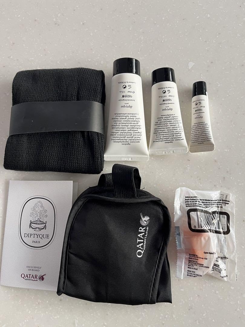 カタール航空ビジネスクラスアメニティ＆パジャマスリッパセット