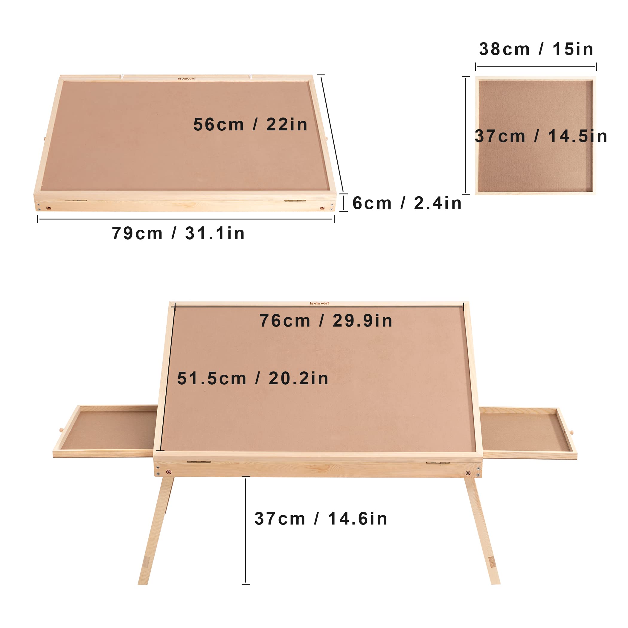 Amazon.co.jp: Lavievert 傾けるパズルテーブル 引き出し2つ付き 調節