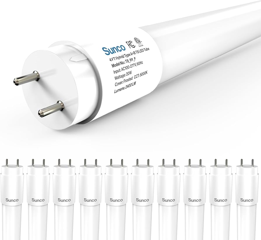 Sunco 10 Pack T8 LED Bulbs 4 Foot, 48 Inch Tube Light Bulbs