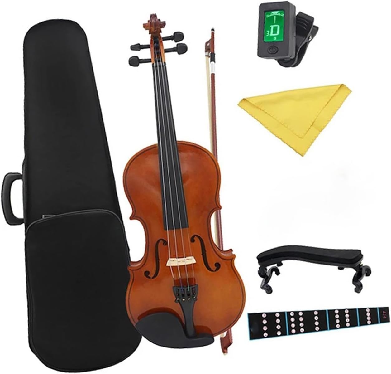 バイオリン バイオリン 4/4 キット ケース付き 弓 予備弦 チューナー