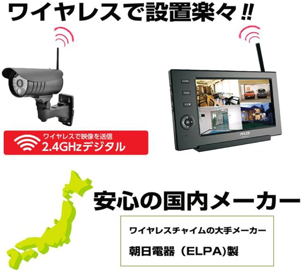 ELPA CMS-HM72 防犯モニター CMS-HC72 カメラセット CMS-H7210」の人気